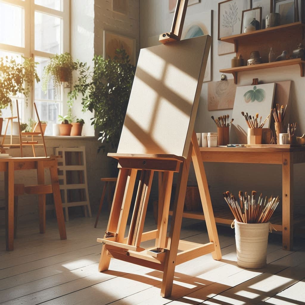 Caballete de estudio de madera de haya en un espacio artístico educativo