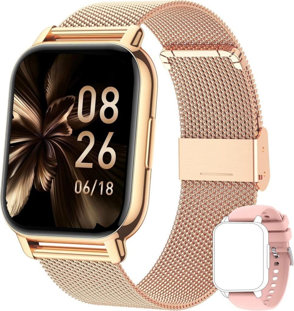 Relojes inteligentes el complemento ideal.
Popglory Reloj Inteligente Mujer Llamadas, Nueva Pantalla dividida/Frecuencia respiratoria Smartwatch Mujer, Presión Arterial Frecuencia Cardíaca Oxígeno en Sangre Sueño, Reloj Mujer Android iOS.