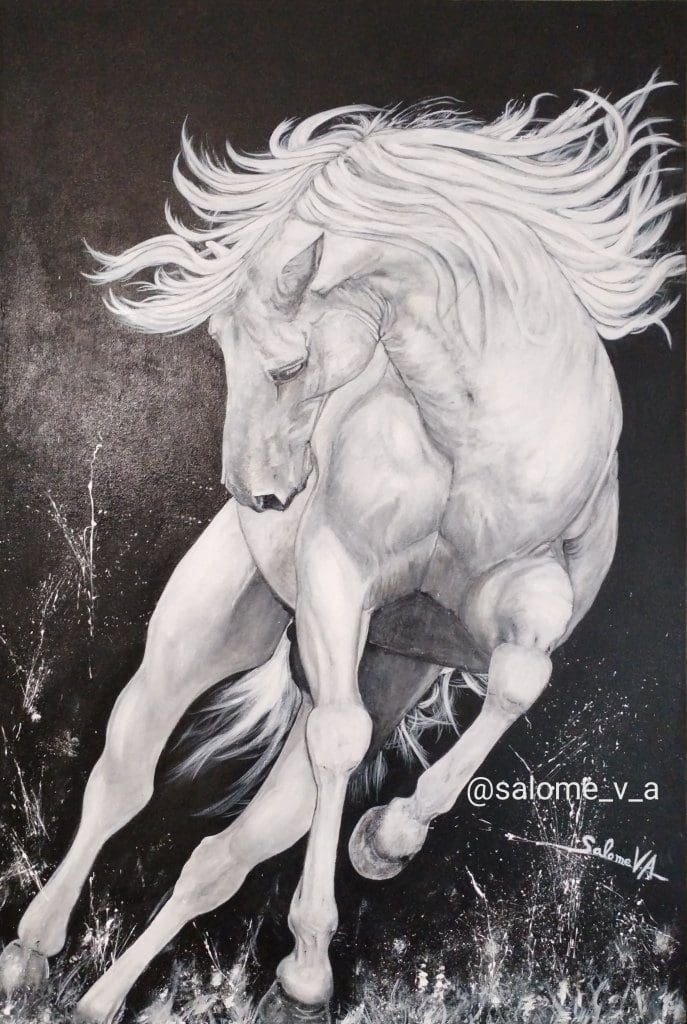 Arte en acrílico/Artista plástica/Salomé V.A.
"Caballo blanco". Acrílico sobre lienzo 90x60 cm. S.V.A.