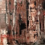 Detalle de textura y capas de pintura en obra original Díptico