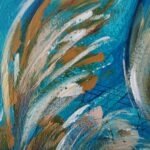 Textura pictórica en detalle de la obra contemporánea Flowers