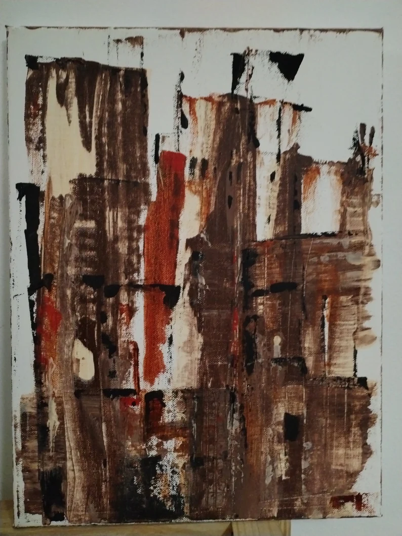 Set de dos lienzos "Otoño en la ciudad" (002 y 003) 24x30 cm y 30x40cm. Colección. Cuadros decorativos, arte abstracto, painting