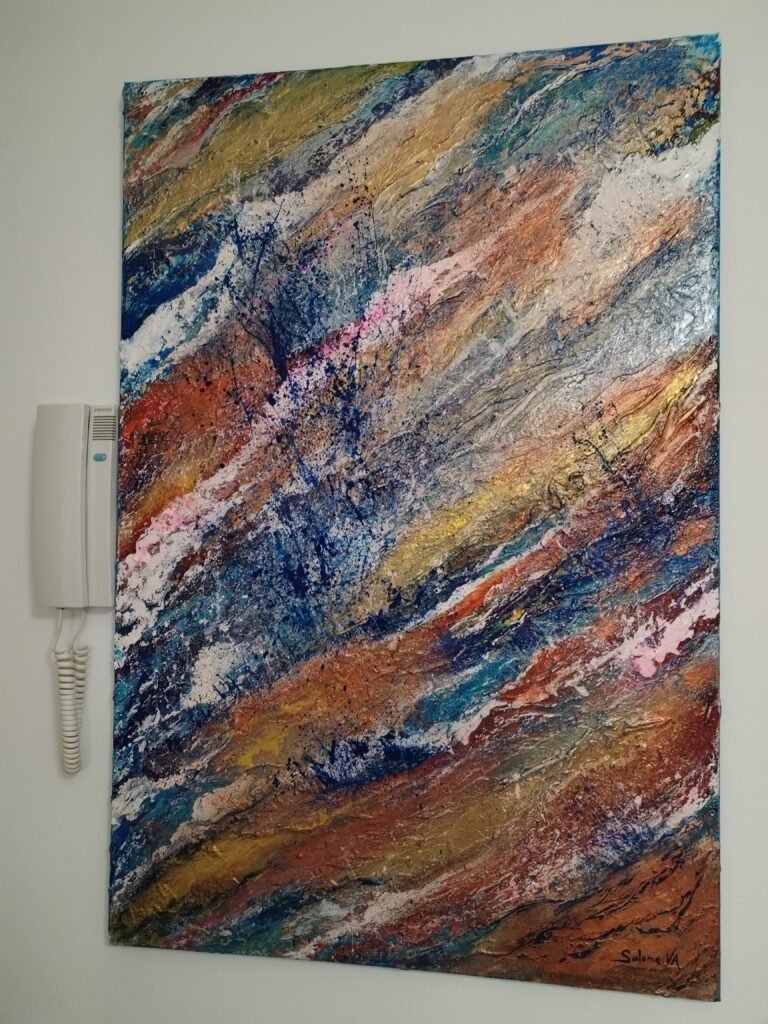 Obra de arte contemporáneo original de CreativeSalo, pintura abstracta con gran carga matérica y gesto expresivo que explora emoción, color y textura.