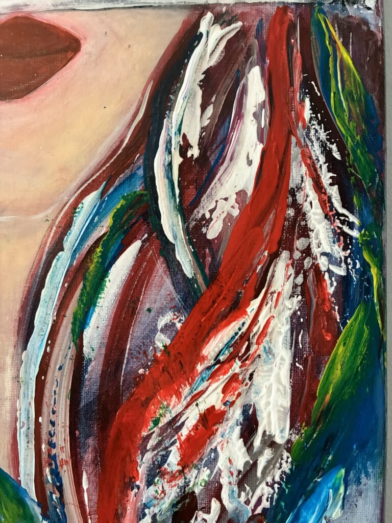 Detalle de la obra Sentimientos, proceso pictórico en acrílico