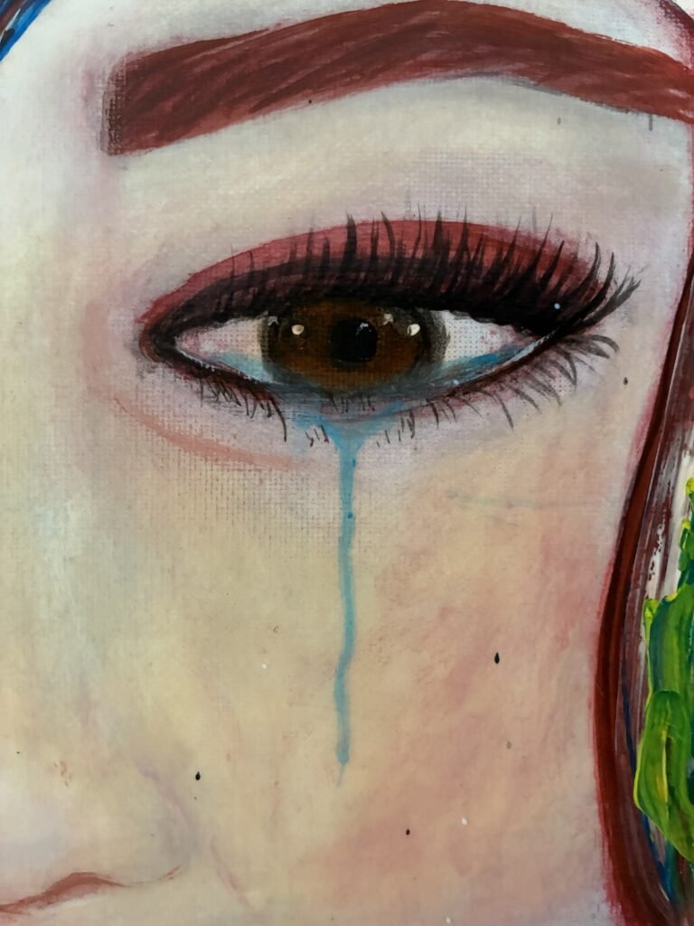 Detalle de la obra Sentimientos, proceso pictórico en acrílico