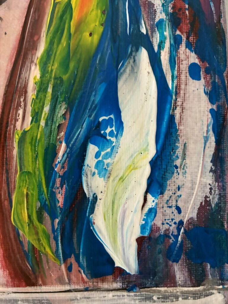 Detalle de la obra Sentimientos, proceso pictórico en acrílico