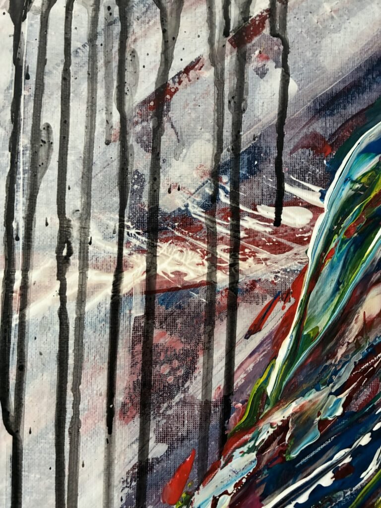 Detalle de la obra Sentimientos, proceso pictórico en acrílico