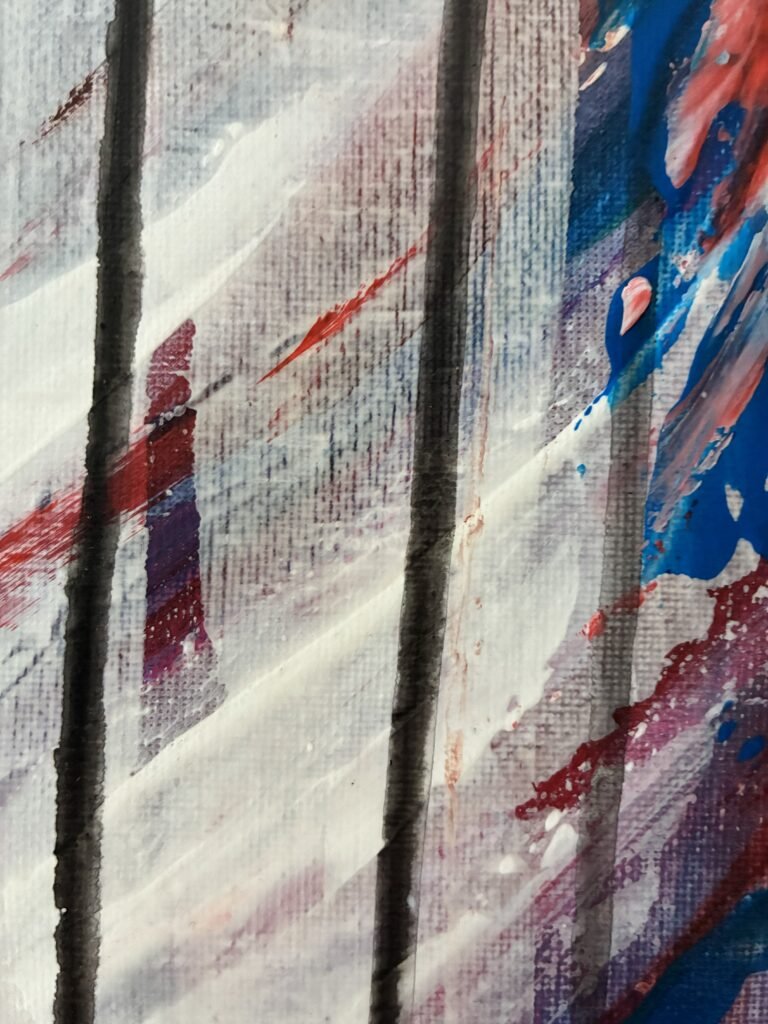 Detalle de la obra Sentimientos, proceso pictórico en acrílico