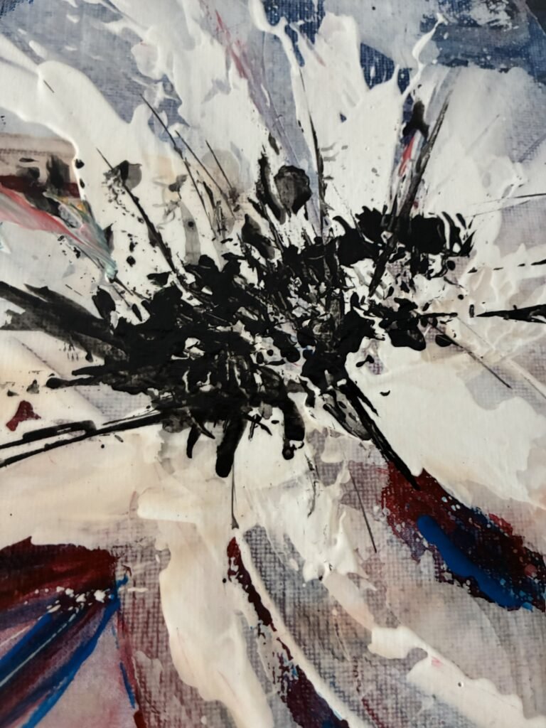 Detalle de la obra Sentimientos, proceso pictórico en acrílico