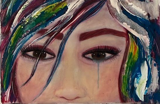 Detalle de la obra Sentimientos, arte narrativo expandido de CreativeSalo, proceso creativo y expresión emocional.