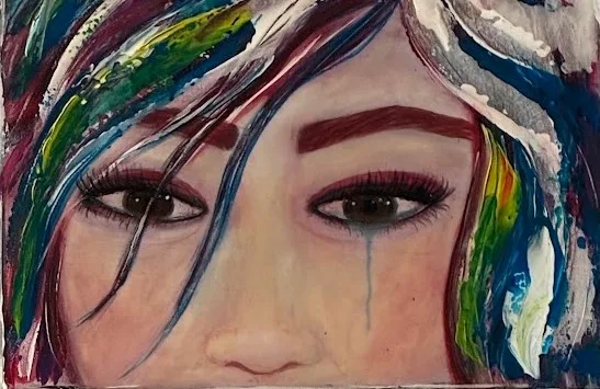 Detalle de la obra Sentimientos, arte narrativo expandido de CreativeSalo, proceso creativo y expresión emocional.
