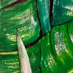 Detalle pictórico de Tropical, obra original de arte contemporáneo de lenguaje orgánico