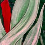 Detalle cromático de la obra Tropical, pintura contemporánea de inspiración vegetal