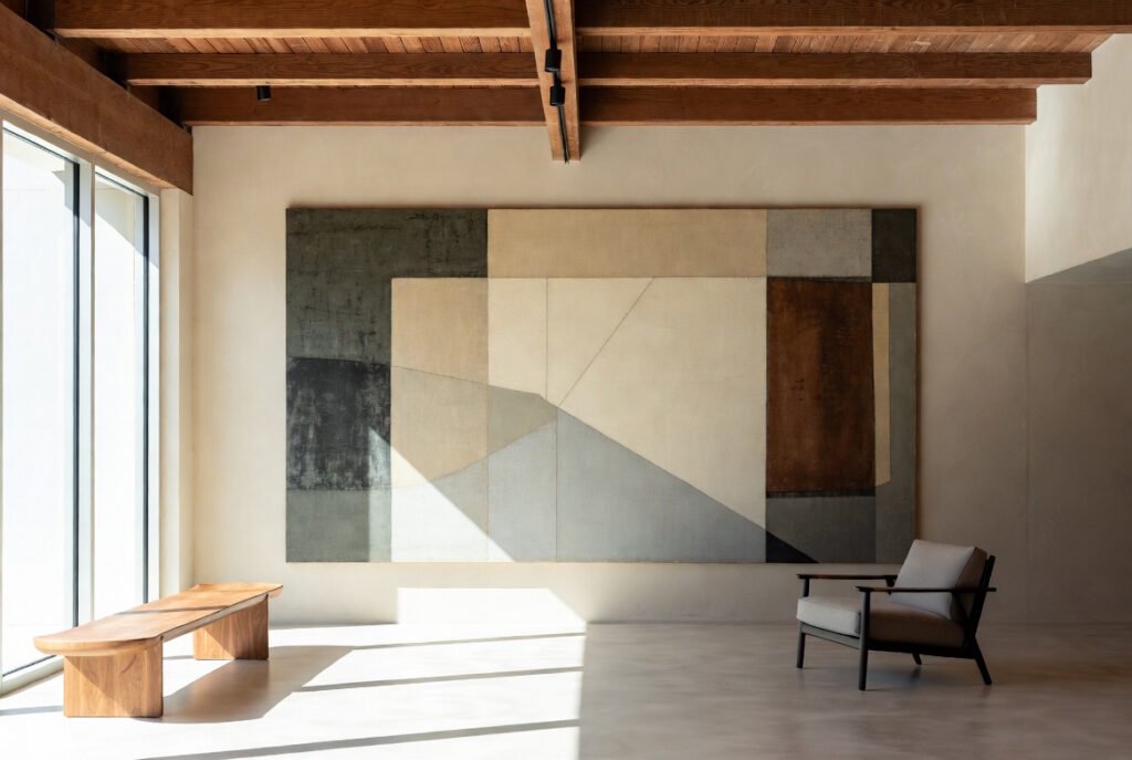 arte mural contemporáneo en salón moderno