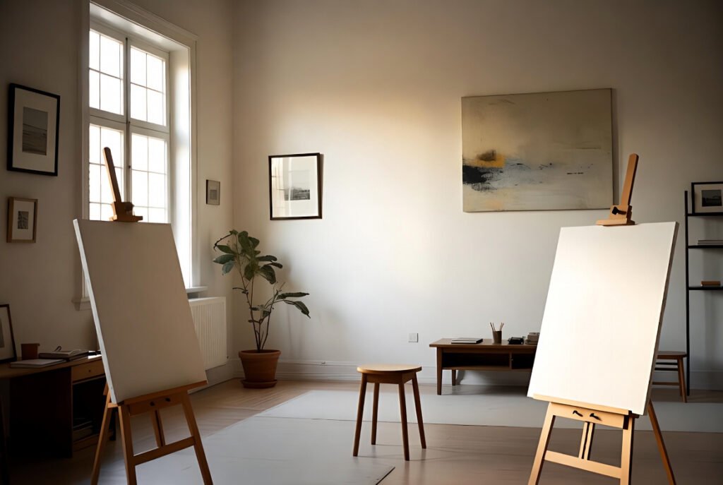 Espacio creativo en casa con luz natural y atmósfera tranquila