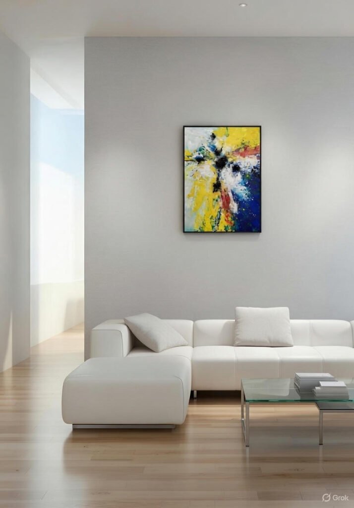 obra de arte mural contemporánea integrada en decoración del hogar