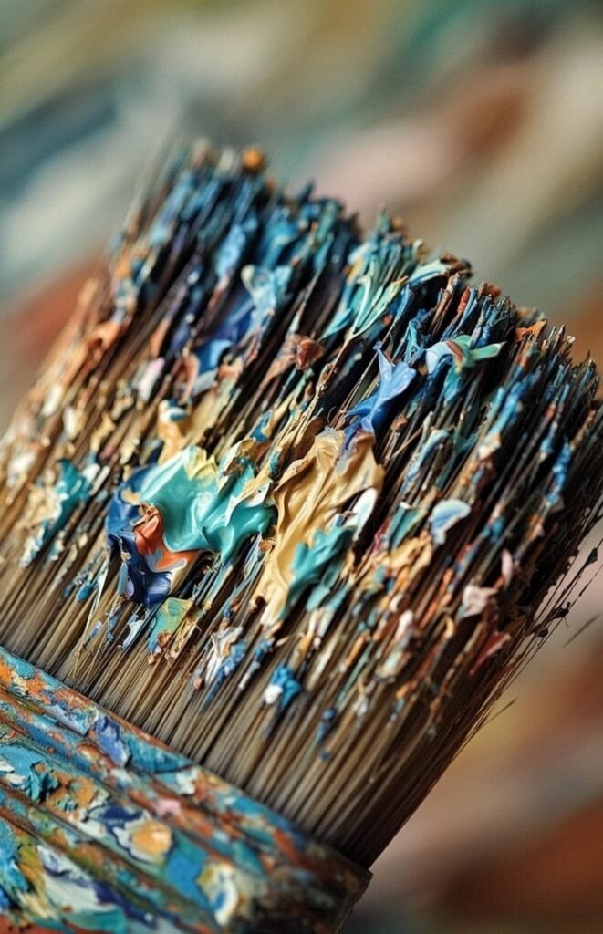 Detalle de proceso creativo de pintura contemporánea