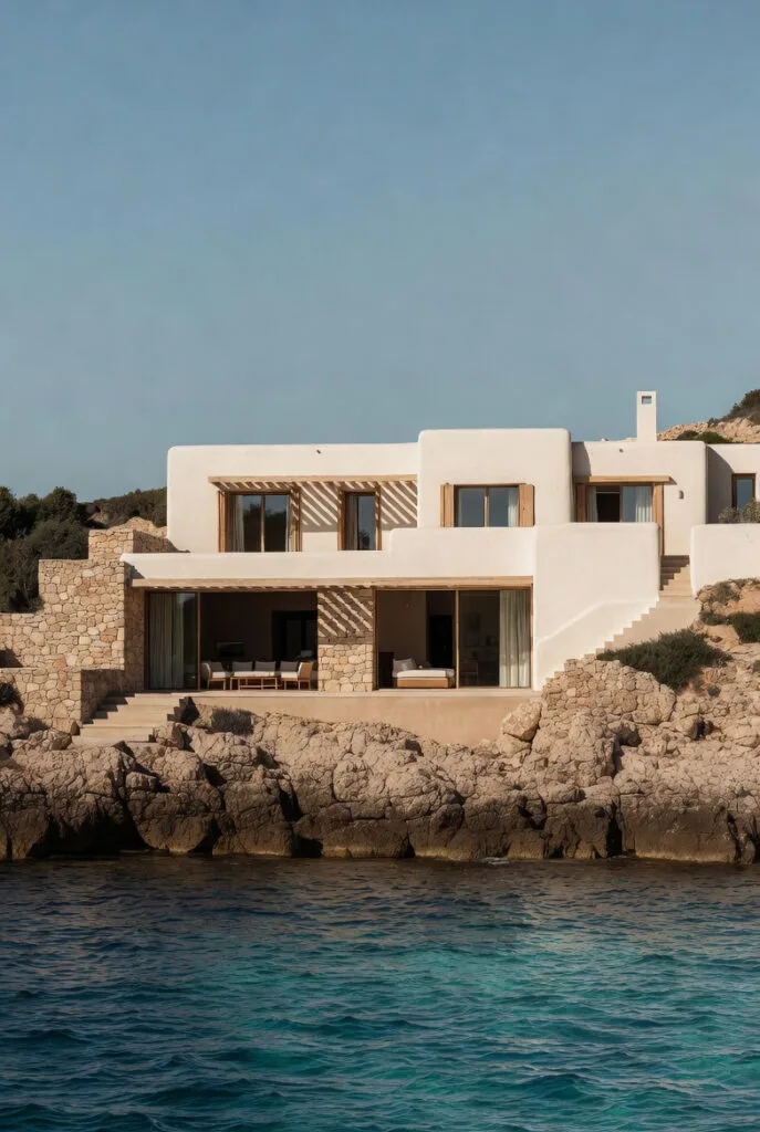 Vivienda mediterránea contemporánea integrada en el paisaje costero