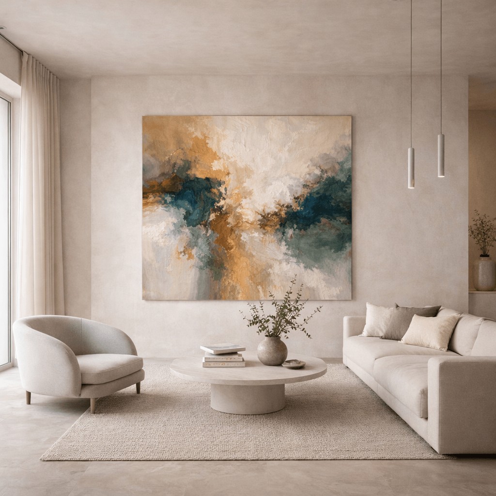Arte abstracto integrado en un proyecto de interiorismo contemporáneo
