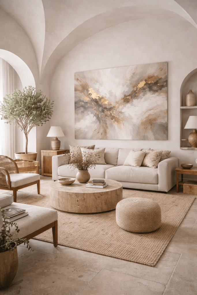 Arte abstracto integrado en un hogar contemporáneo en España