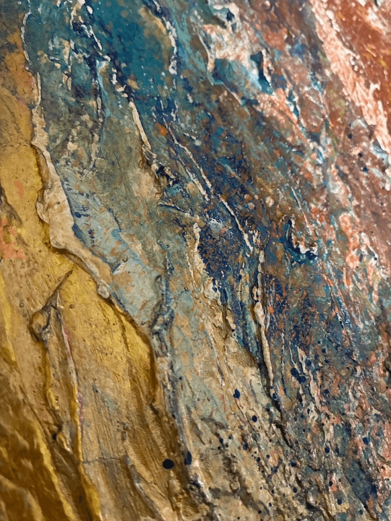 Detalle de pintura abstracta con textura acrílica obra original