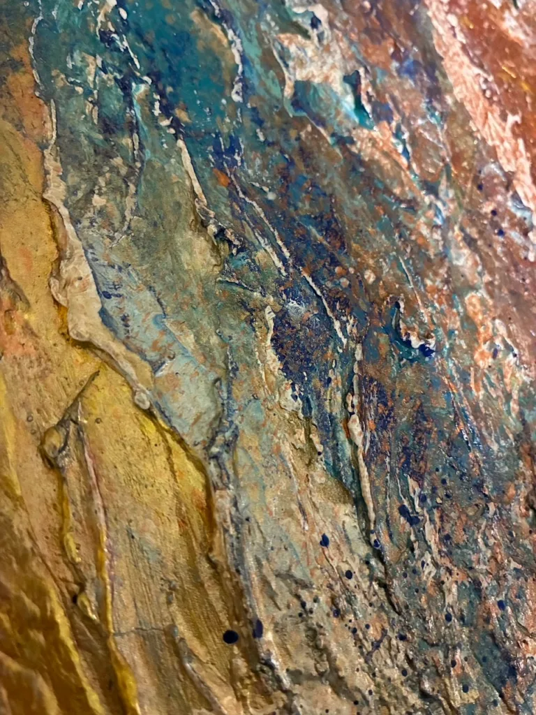 Detalle de pintura abstracta con textura acrílica obra original