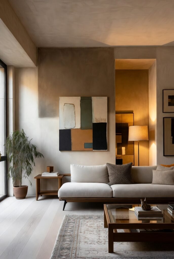 obra de arte contemporáneo integrada en un hogar habitado
