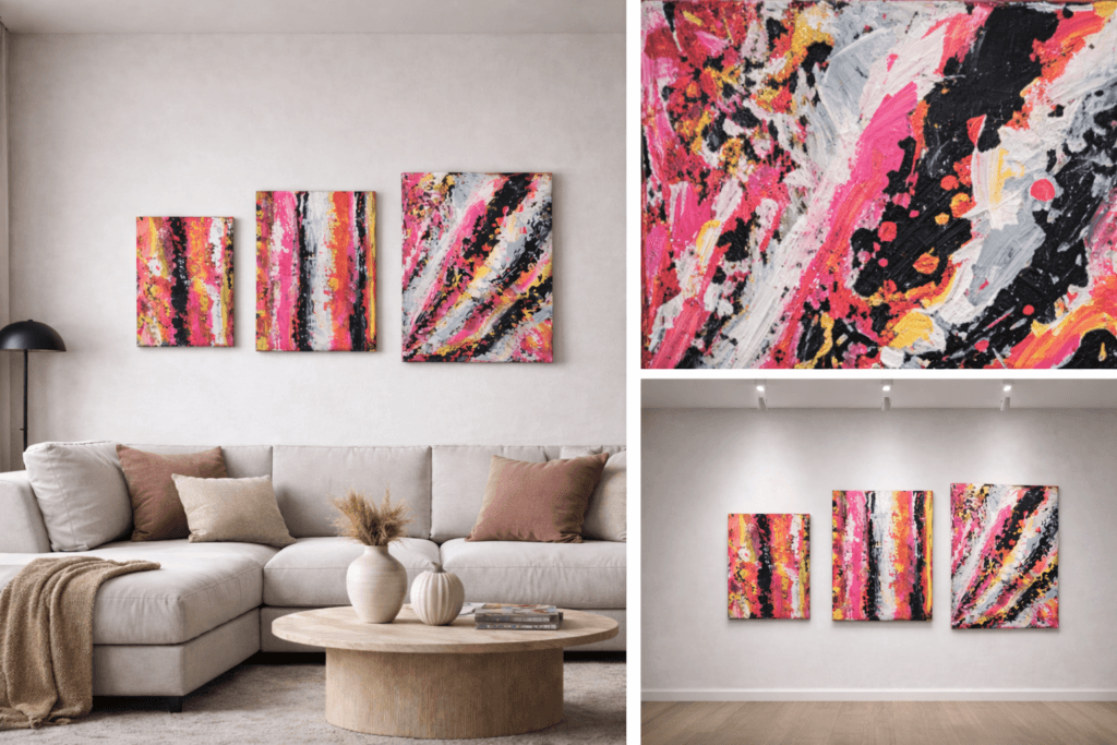 Colección Tres estados del gesto integrada en vivienda contemporánea 