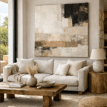 ilustración conceptual de arte contemporáneo en interior moderno en España