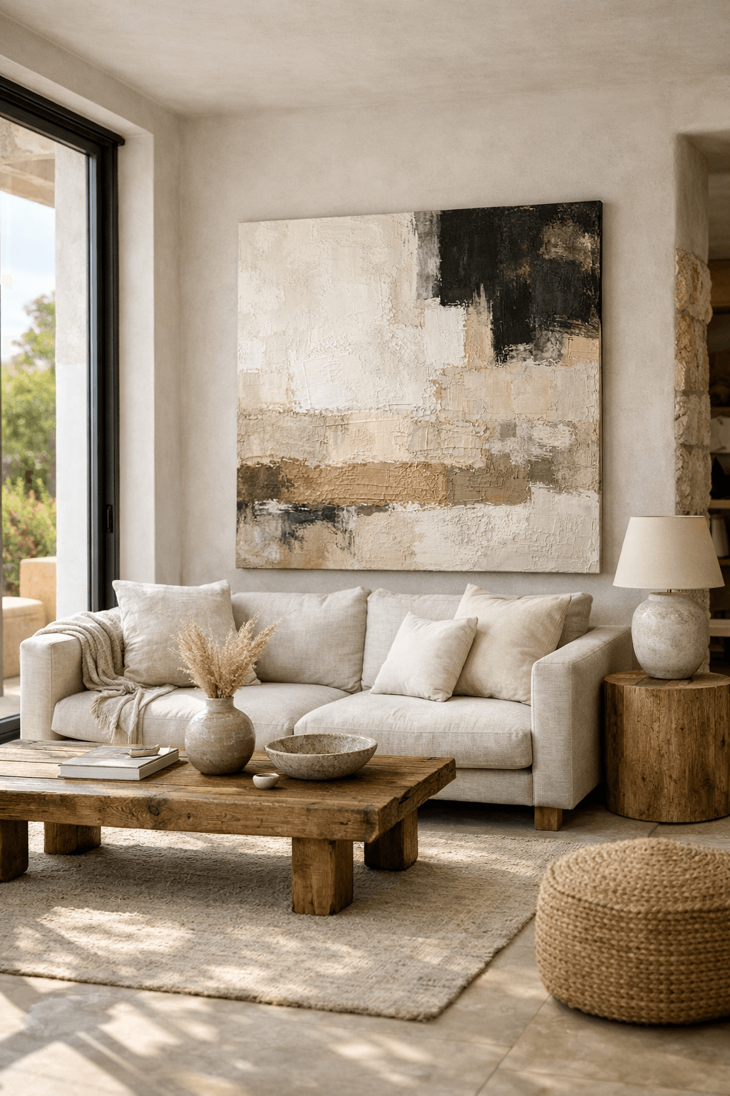 ilustración conceptual de arte contemporáneo en interior moderno en España