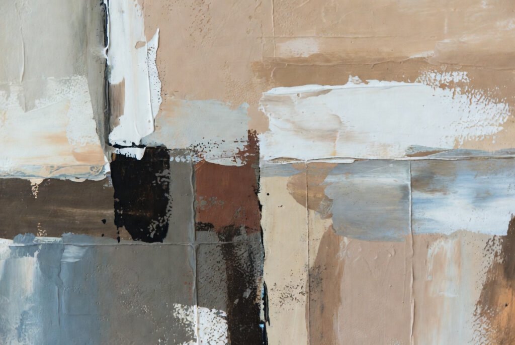 Detalle de la textura de una obra de arte de colores neutros