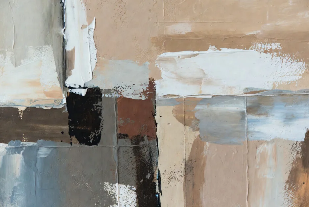 Detalle de la textura de una obra de arte de colores neutros