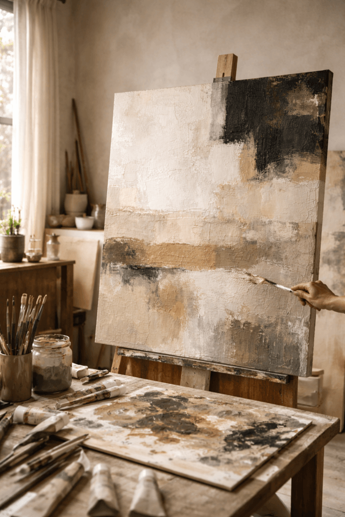 ilustración conceptual del proceso de creación de arte contemporáneo