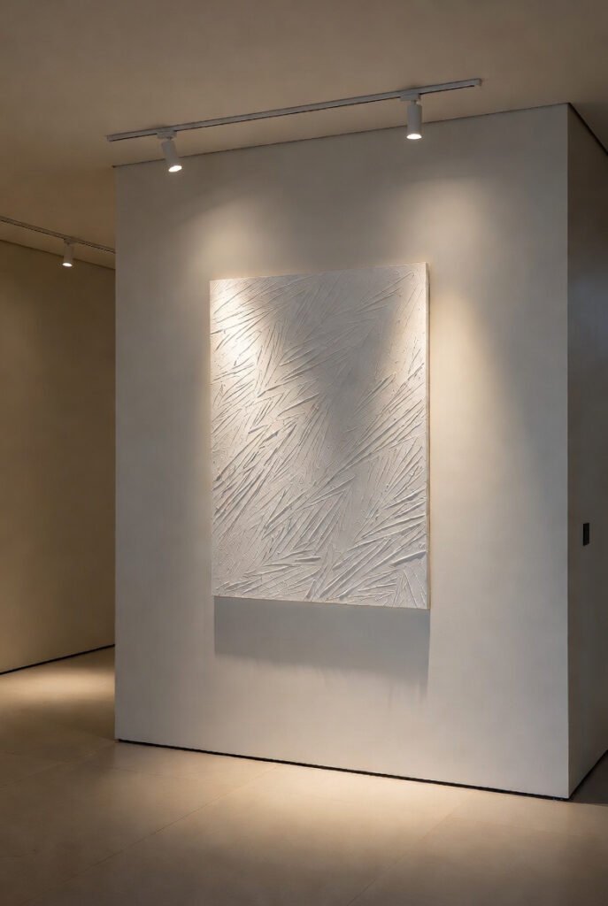 iluminación LED para cuadros de arte contemporáneo con textura en decoración del hogar
