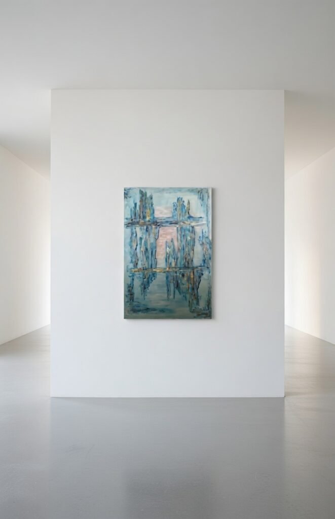 Obra contemporánea exclusiva con textura integrada en espacio arquitectónico elegante.