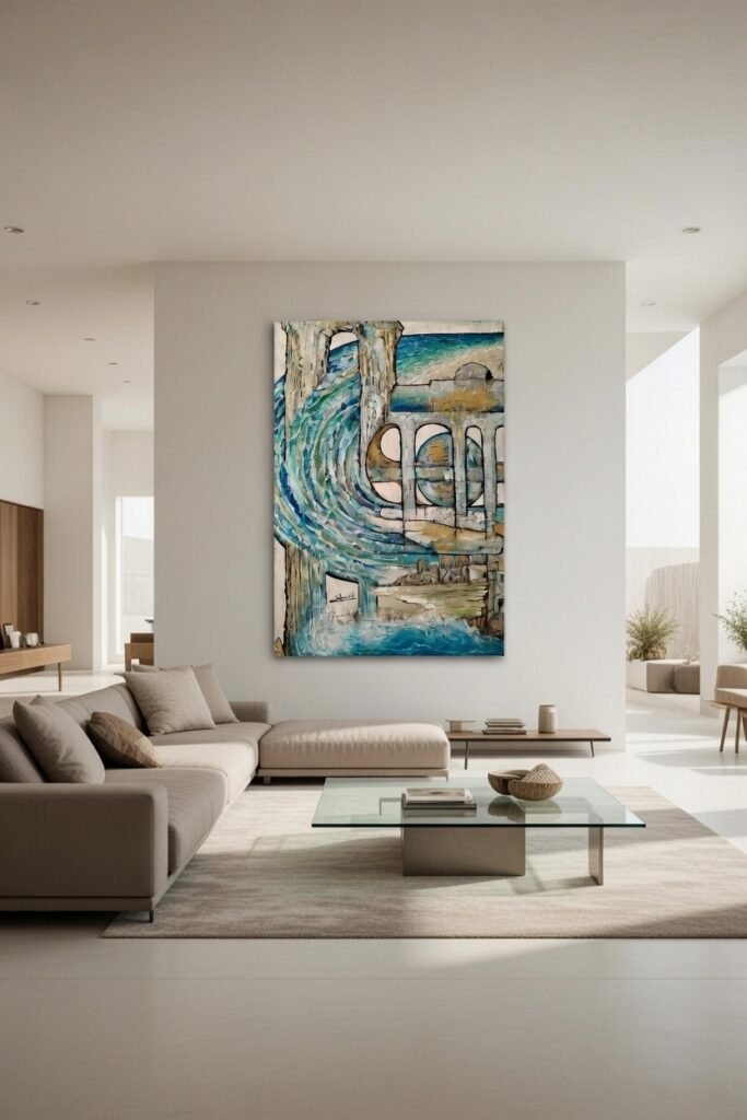 obra de arte contemporáneo integrada en un espacio arquitectónico moderno