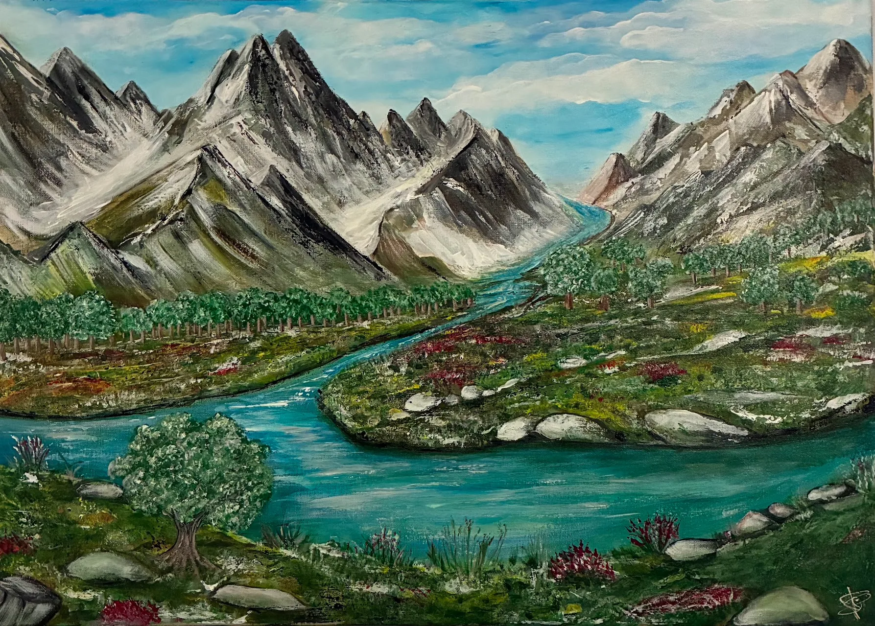 Obra original Paisaje arquitectónico, pintura acrílica contemporánea de Salomé Viejo Aguilar