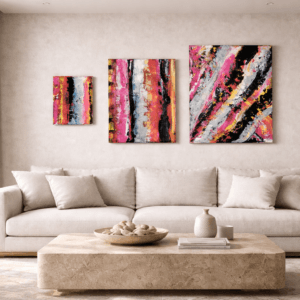 Colección Tres estados del gesto integrada en vivienda contemporánea de alto nivel con arquitectura minimalista