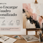Artista creando un cuadro personalizado abstracto en estudio creativo moderno