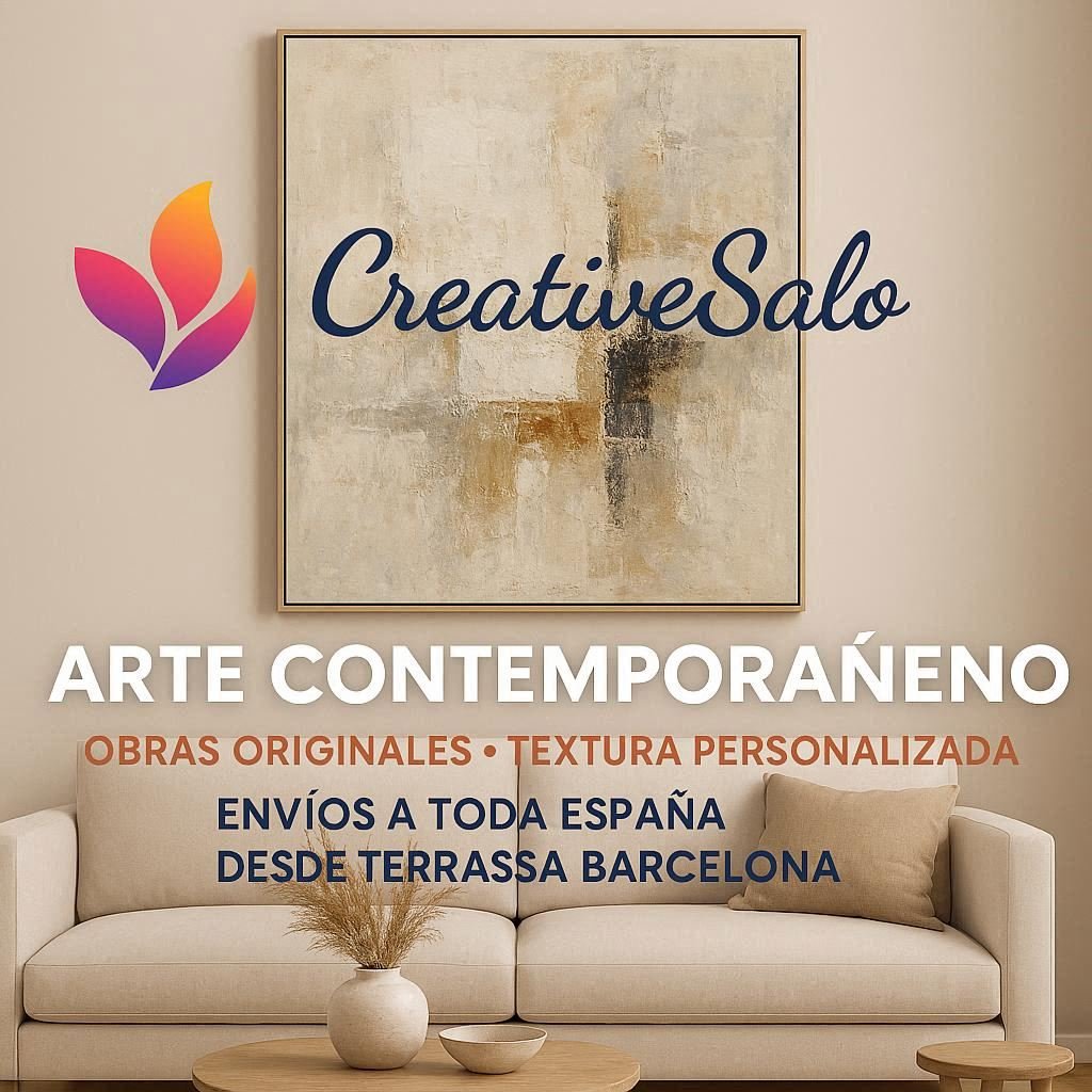Obras de arte originales uy encargos de arte abstrcto con textura personalizados con evios a toda España desde Terrassa. Creativesalo