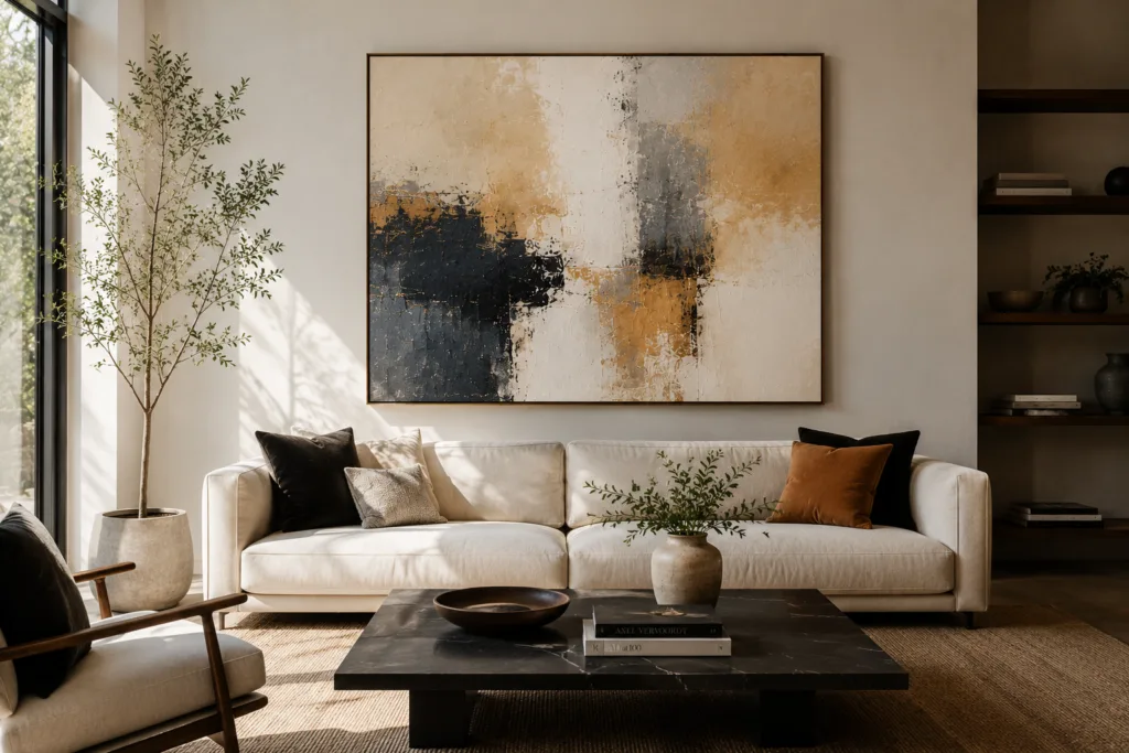 Comprar una obra de arte original para decorar un salón contemporáneo