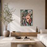 Obra figurativa/abstracta contemporánea de CreativeSalo integrada en un salón moderno minimalista