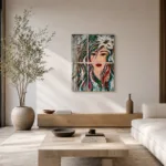 Obra figurativa/abstracta contemporánea de CreativeSalo integrada en un salón moderno minimalista