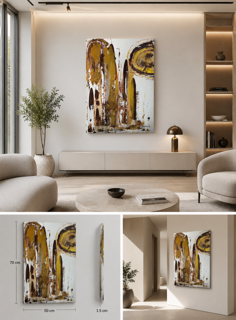 Imagen representativa de obra de arte original integrada en un espacio minimalista 