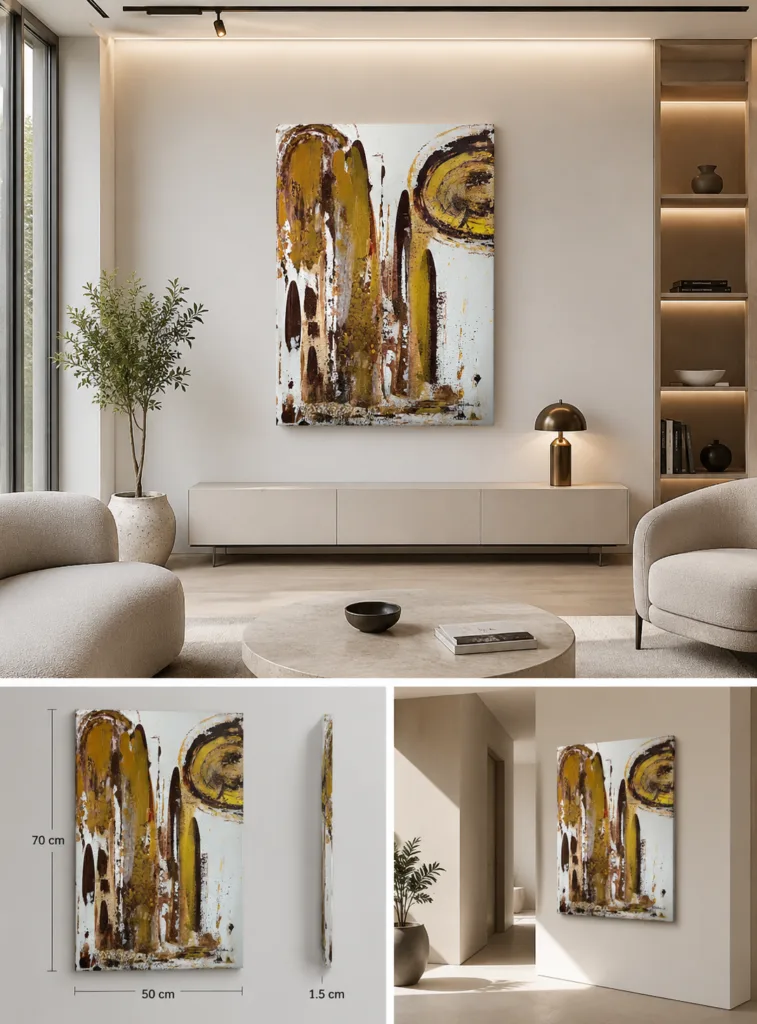 Imagen representativa de obra de arte original integrada en un espacio minimalista 